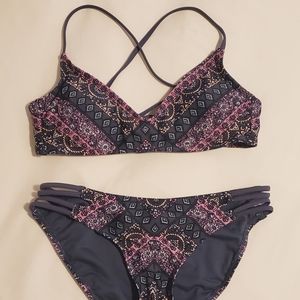 Target S navy, purple, pink print Swim suit